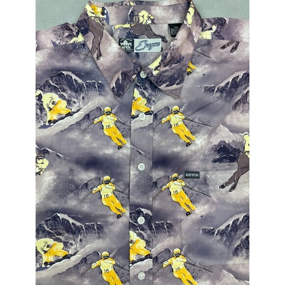 Enyce Shirt Men's 2XL Skiers All Over Print Button Up Long Sleeve Vintage 90's - Picture 2 of 9
